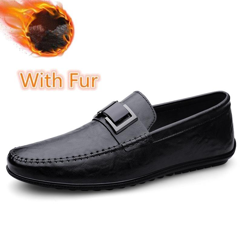 Genuine Leather Mens Loafers Mocasines Leisure Walk Casual Shoes for Men Slip on Formal Business Shoes Comfy Male Driving Flats