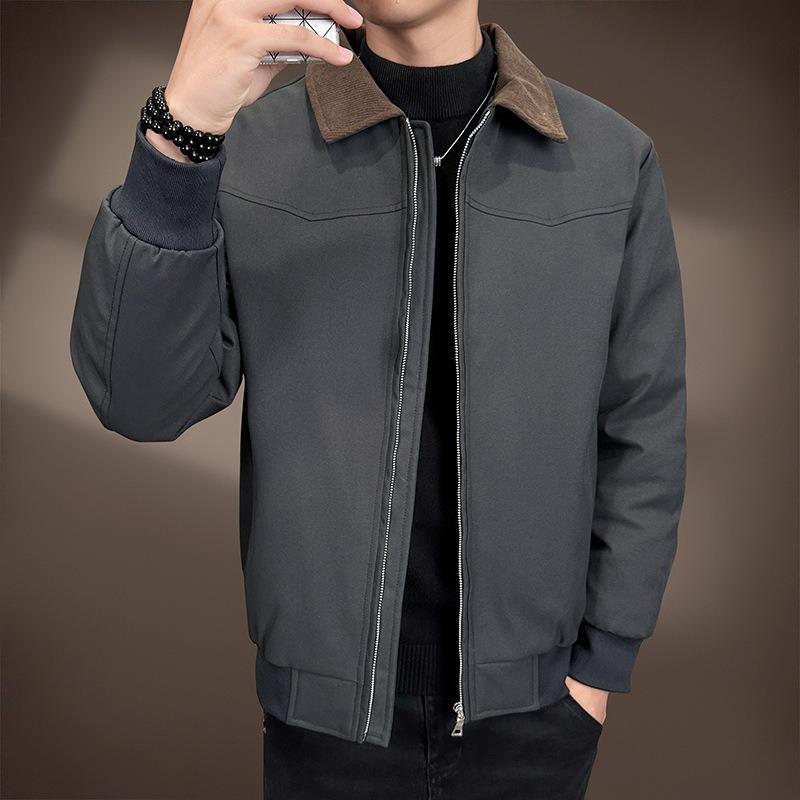 Executive Business Anti-wrinkle Down Jacket Men's Winter Lapel% White Duck Down Cold-resistant Loose Coat