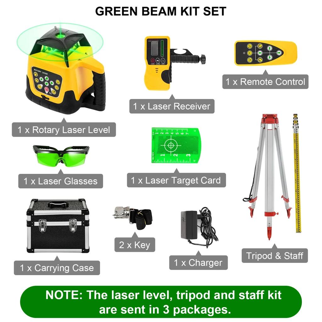 Laser Level 360 Rotary Auto Self-Leveling ±5 Degrees W/ Tripod & Staff Nivel Laser Construction Tools for Outdoor Industry