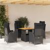 VidaXL 5-Piece Garden Dining Set with Cushions, Patio Table, Patio Furniture, Outdoor Furniture, Black 3277446
