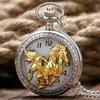 Hollow Exquisite Running Golden Horse Quartz Pocket Watch With Necklace Chain Gift for Male Women Chronograph Hombre Relojes