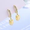 Quality Korean Rhinestone Leaf Hoop Earrings - Zirconia Inlaid Light Luxury