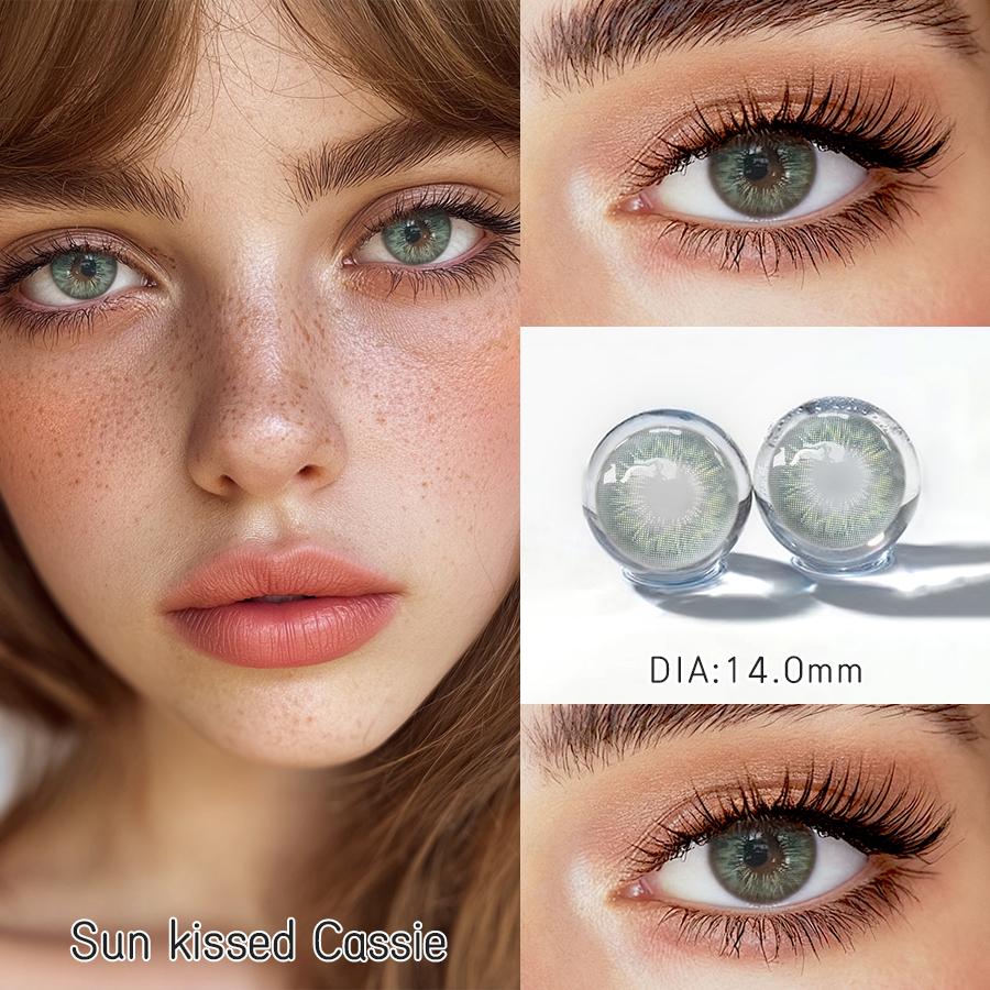 FreshLady Sun Kissed Colored Contact Lenses 14.2mm Soft Yearly Contacts for Daily Wear, Halloween & Makeup Looks