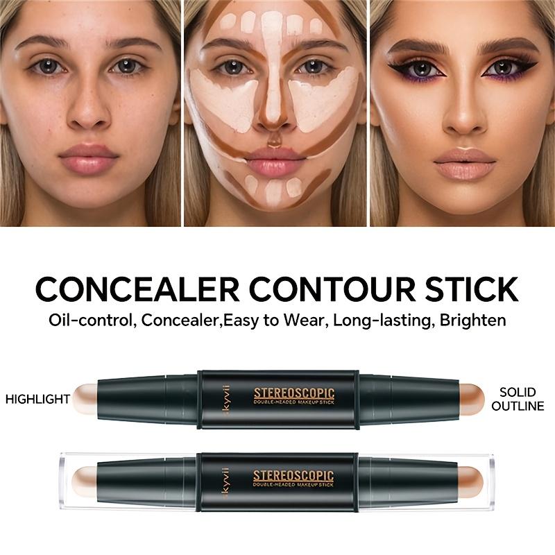Dual-Ended Highlight  Concealment Pen Nature Finish, V-Shape Face Sculpting Stick Contouring Stick for 3D Nose Bridge Shading Makeup Tool
