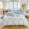 Cute Pink Strawberry Duvet Cover Flat Sheet Pillowcase Floral Bedding Set Girls Bed Linen Soft Thick Washed Cotton Bedclothes