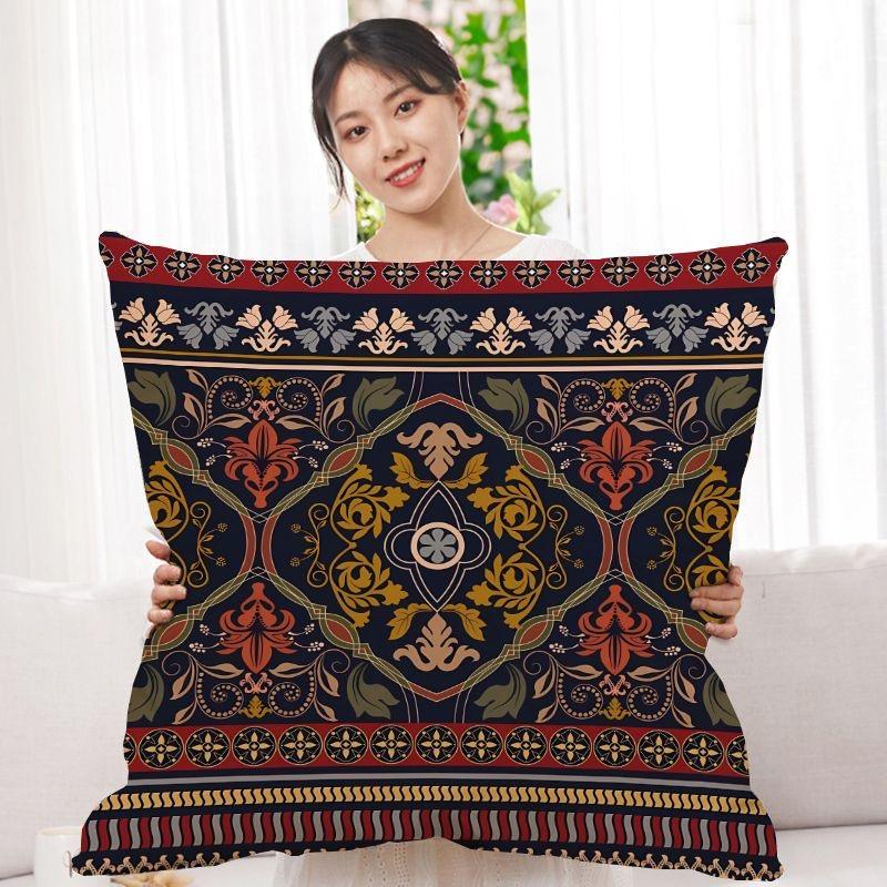 Double-Sided Bohemian Print Ethnic Style Pillow Cover Sofa Living Room Cushion Cover Geometric Pillow Square Pillowcase