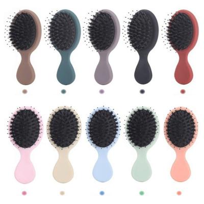Cute Mini Paddle Brush Lightwear Pig Bristle Hair Comb Matte Frosted Massage Comb Holiday Vocation
