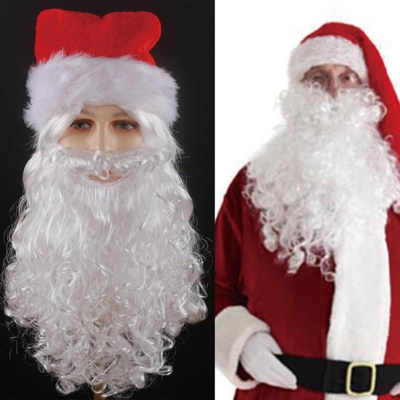 Santa Hat Santa Beard Artificial Hair Santa Decoration Costume Christmas Costume Accessories Set for Men Women Christmas