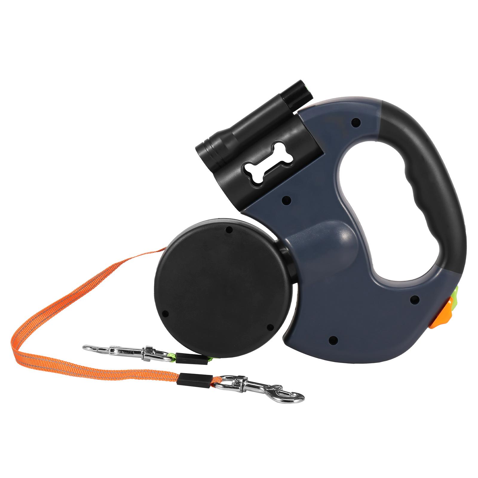 

3m Retractable Dog Leash Lead With Flashlight 360 Swivel No Tangle Double Dog Walking Leash Puppy Traction Rope Leash синий