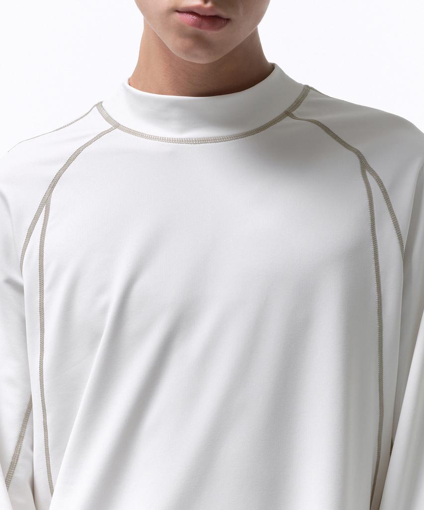 MUSINSA STANDARD [City Leisure] Structured Mock Neck Long Sleeve T-Shirt [Stone White]