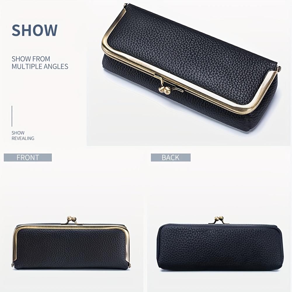 Unisex Jewelry Box Fashion Glasses Case - RFID Blocking, Travel Jewelry Case Bag Charm Storage Box Fashion Pencil Bag with Kiss Lock, Coin Purse