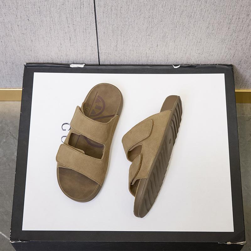 

Spring and summer new thick-soled leather women s hollowed-out casual sandals women s outer wear Boken slippers women 34