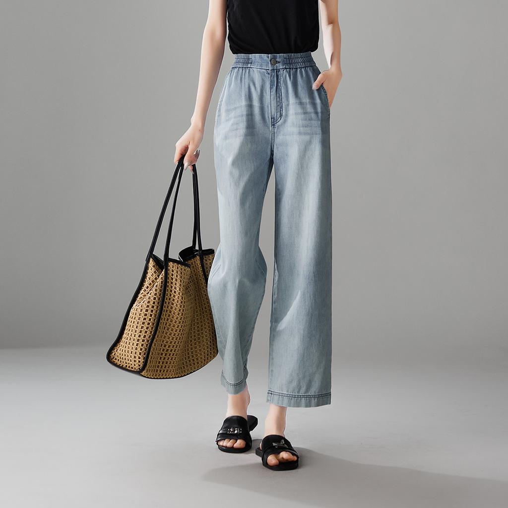 Summer Thin Elastic Waisted Jeans for Women