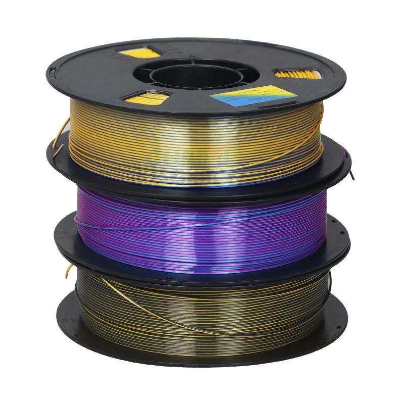 Silk Dual Color PLA Filament 1.75mm 3D Printer Bi-Color Filament 1kg (2.2lbs) PLA Silk 2 In 1 Colors PLA Filament