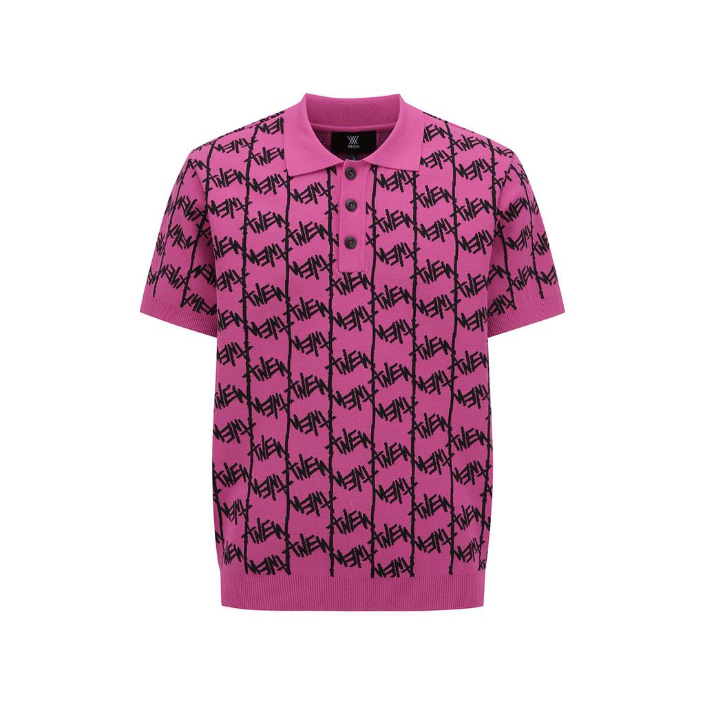 Anew Golf Men Sm Logo Pattern Short Sleeve Sweater_Hp