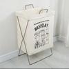 Nordic Cotton Linen Foldable Laundry Hamper with Wrought Iron Frame