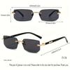 4PCS Rimless Sunglasses Rectangle Fashion Popular Women Men Shades Small Square Sun Glasses  For Female male Summer Traveling