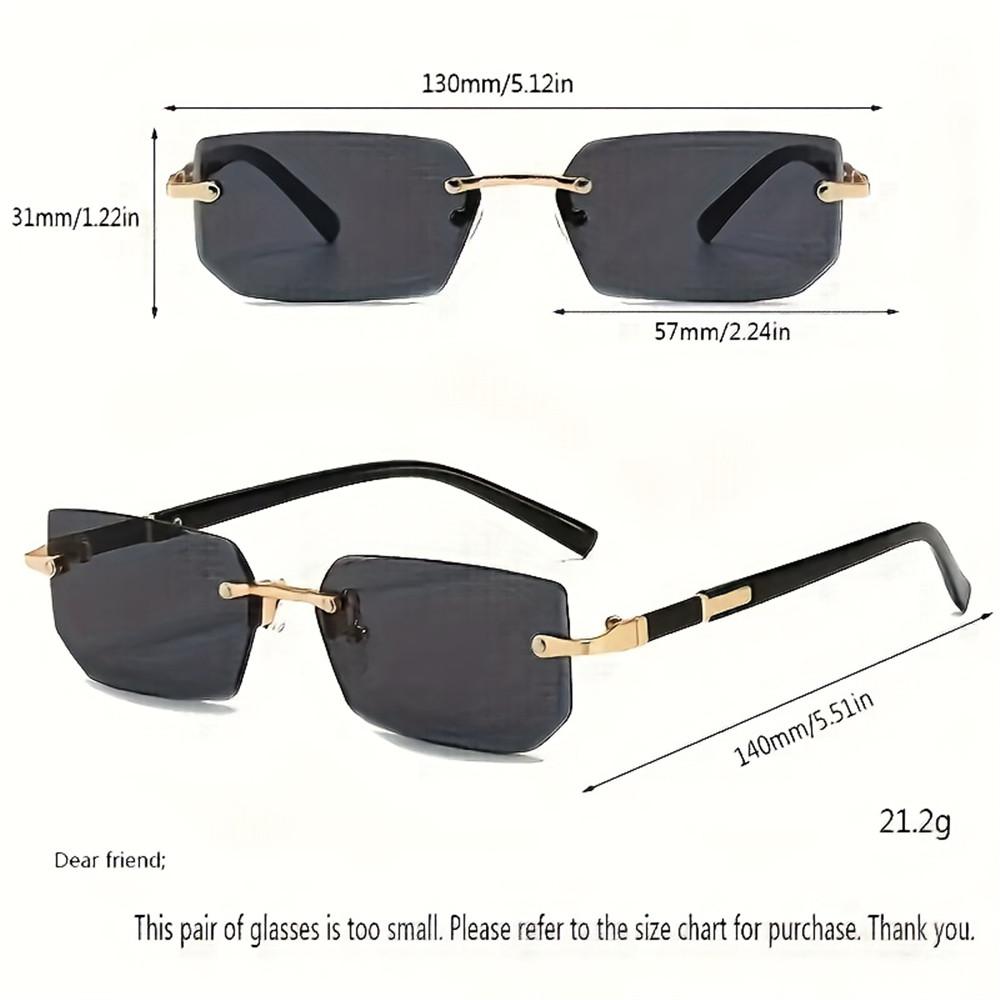 4PCS Rimless Sunglasses Rectangle Fashion Popular Women Men Shades Small Square Sun Glasses  For Female male Summer Traveling