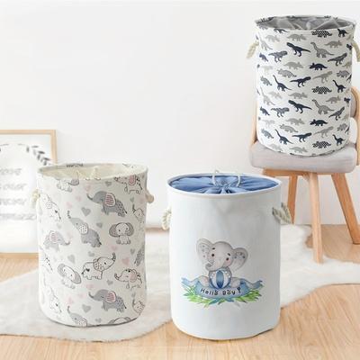 Cesto de Roupa Suja Grande Tecido Espesso Cesta de Armazenamento Design de Animal Fofo Caixa Cesto de Armazenamento com Cordão Cesto de Roupa Cesto de Brinquedos