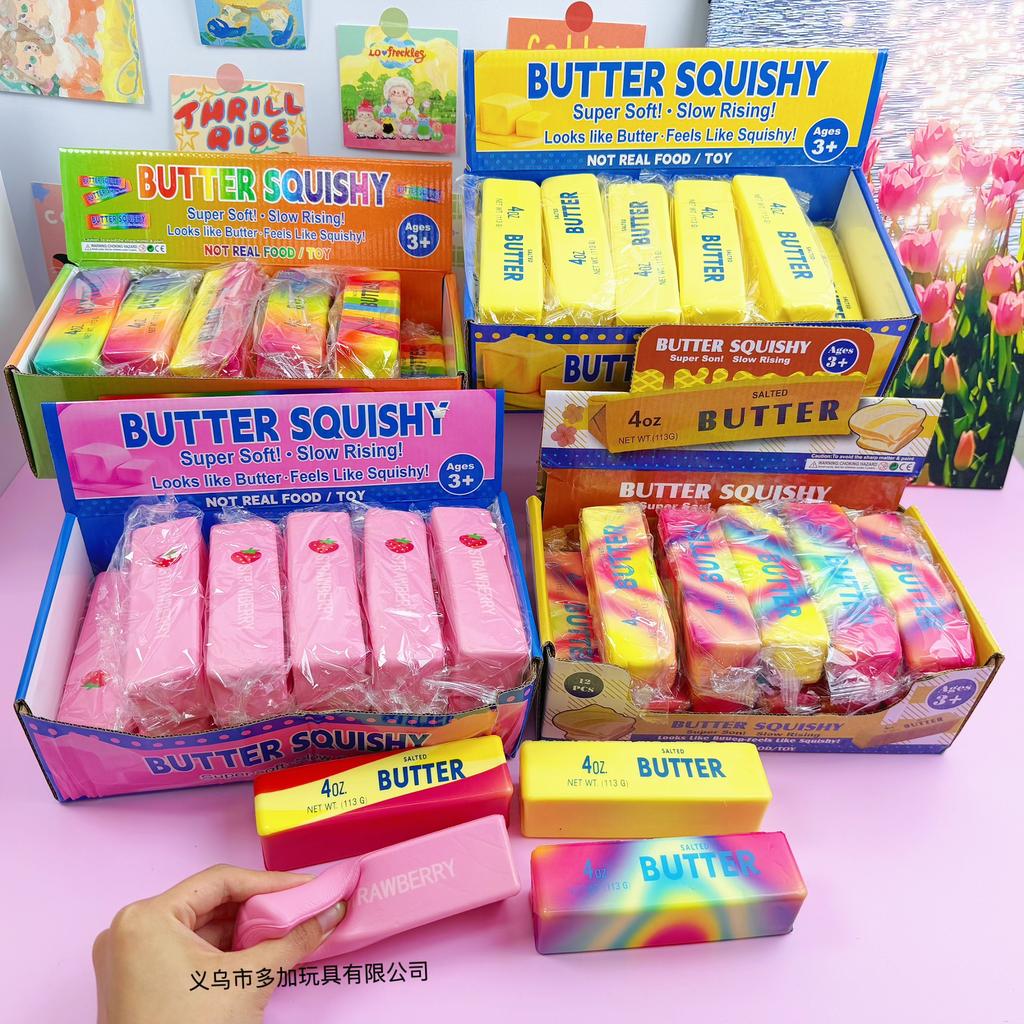 12 Stück vollständige Packung 13,5 cm Butterstange Langsam aufsteigendes Squishy Spielzeug Nasses Zurückfedern Feuchtes Weiches Gefühl Stressabbau Dekompression Fidget