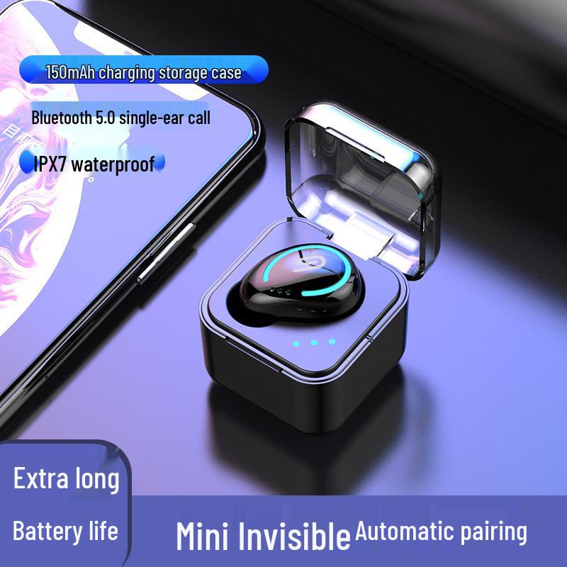 Mini Wireless Bluetooth 5.0 Sports Earphone with Charging Case - Single Ear In-Ear Style