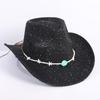Popular European and American Classic Western Denim Straw Hat, Men's and Women's Fashion Outdoor Sunscreen Sequined Straw Hat