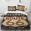 3D Tisk Historická Route 66,Matka silnic,Ložní souprava s přikrývkou,Povlak na peřinu Ložní souprava Prošívaná deka Povlak na polštář,Ložní souprava velikosti king queen