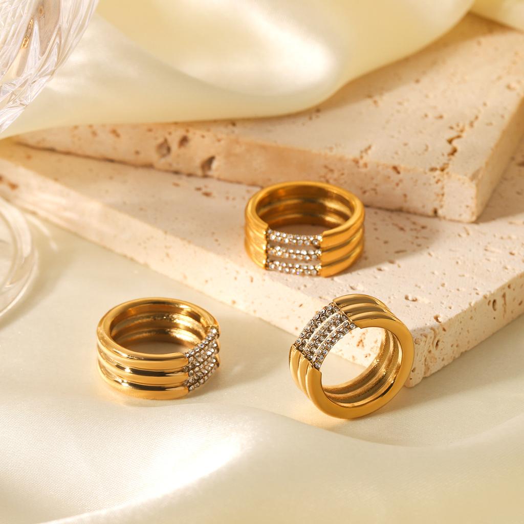 Same style multi-layer titanium steel ring for women, 18K gold stainless steel diamond ring, non-fading ring