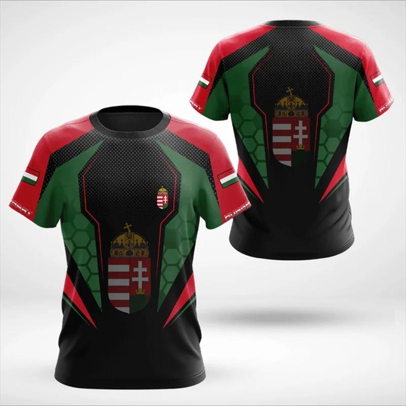 

Hungary National Emblem Flag 3D Men s T Shirt Summer Cool Casual O-Neck Short Sleeves Breathable Sports Gym Tees Outdoor Jerseys 6XL