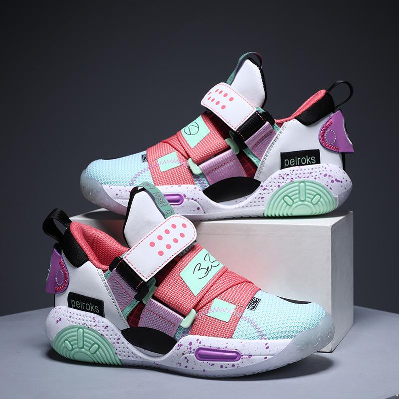 Children's Basketball Shoes Spring and Summer New Sports Shock Absorption Running Breathable Boys' Shoes Popular Middle and Older Children's Casual Sh