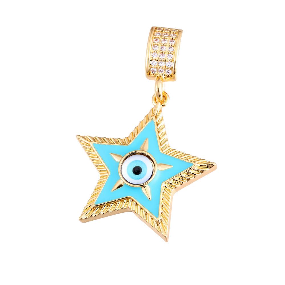 18K Gold Plated Devil's Eye Heart & Star Pendant Necklace
