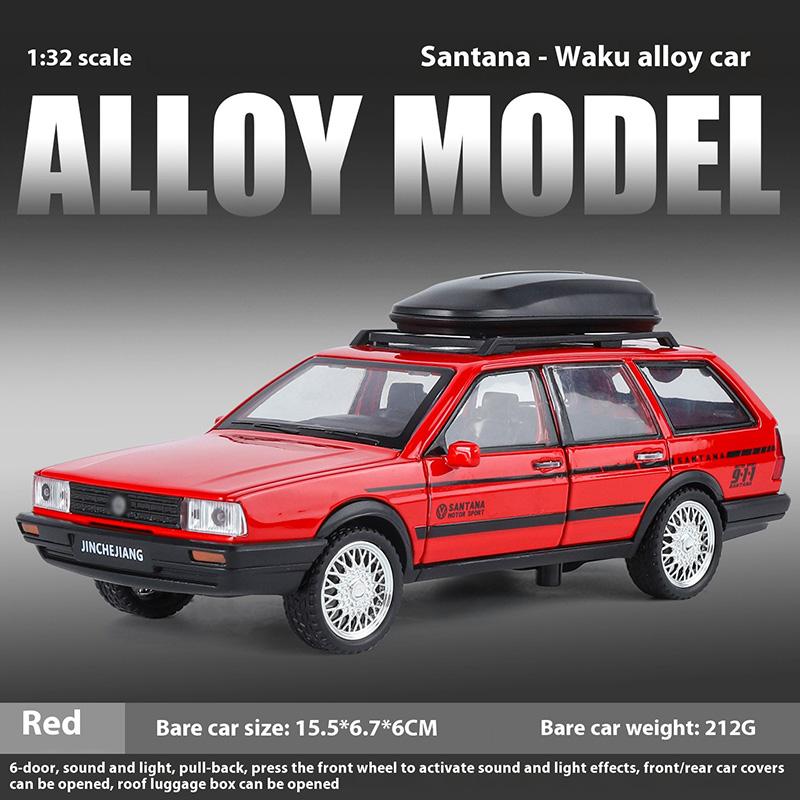 1/32 Volkswagen Santana Alloy Model Car, Cool Sound and Light, Strong Return, Exquisite Desktop Ornaments, Christmas Gifts