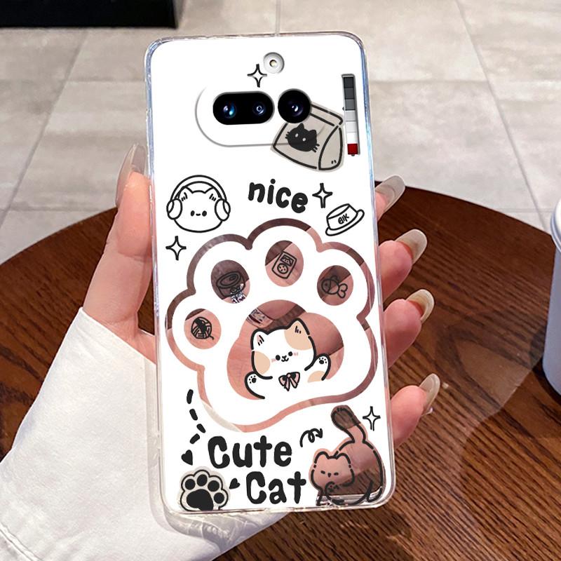 Jelly Casing For Nothing Phone 4A Capa Coque Clear Silicone Soft TPU Back Cover Cute Cat Rabbit Heart Protective Case Fundas