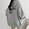 Women's Hood Long Sleeve Oversized Hoodie Loose Fit Casual Letter Print Midi Sweatshirt Fleece Lined Winter Pullover Top