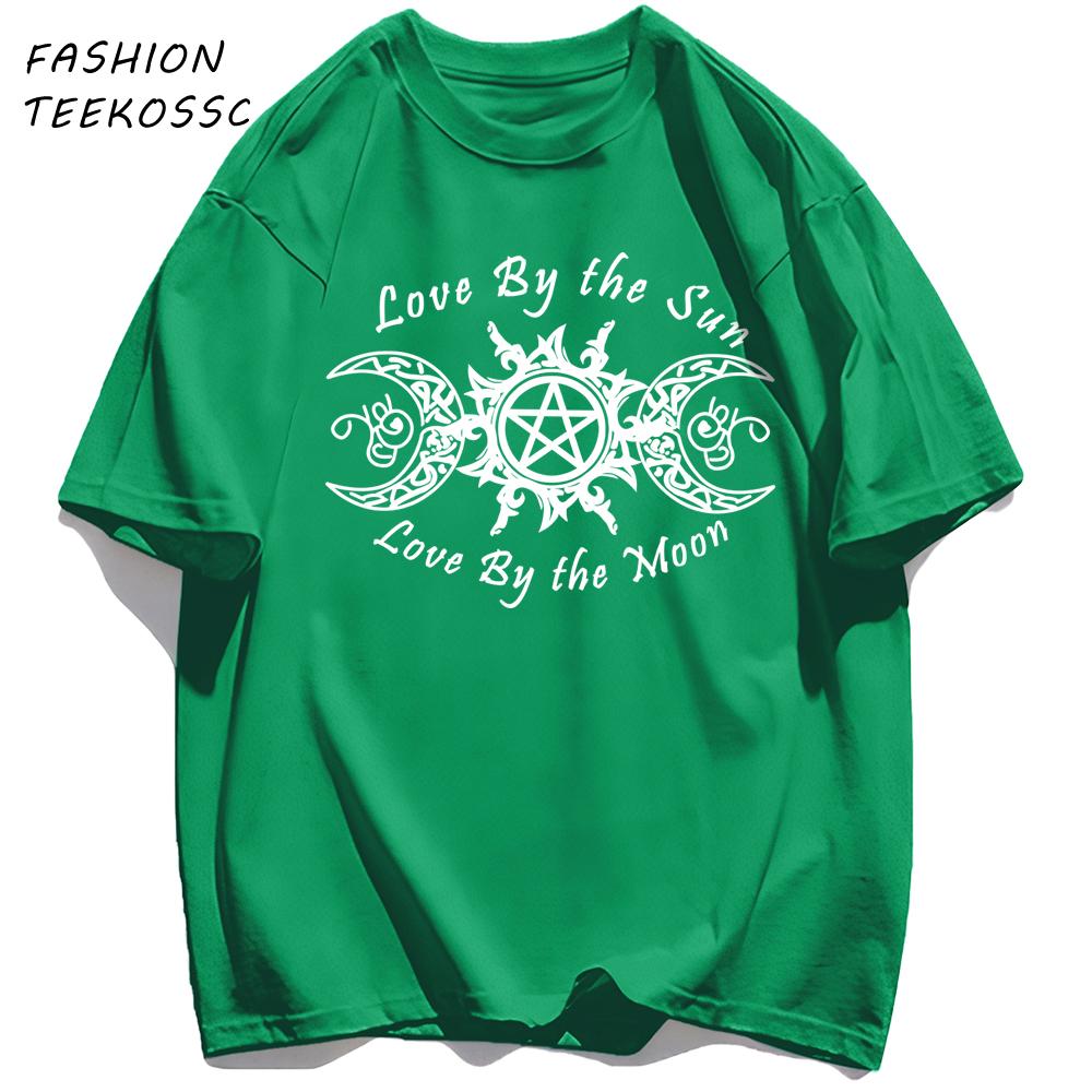 Love By The Sun And Moon Print Mens TShirt Casual Summer T Shirts Oversize AllMatch Man Streetwear Cotton Hip Hop Clothing