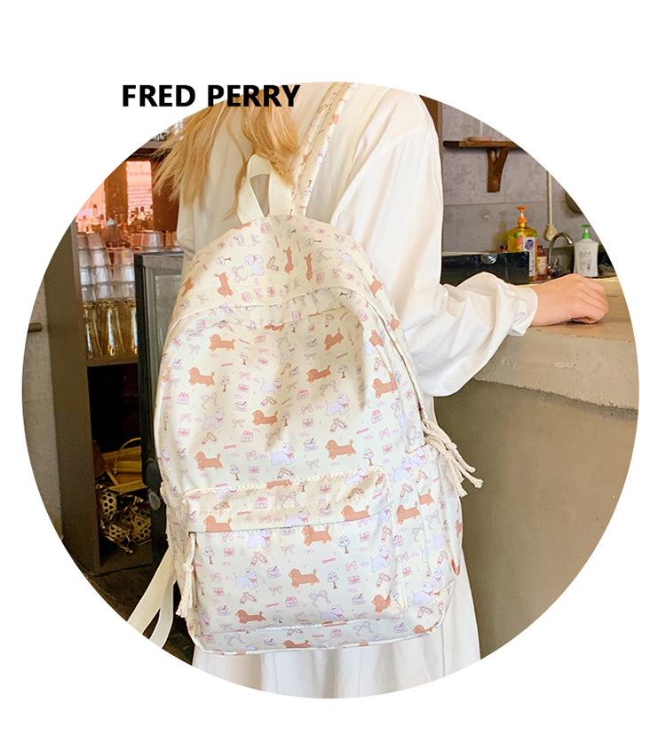 Versatile Floral Dachshund Backpack for Girls, Middle & College Students