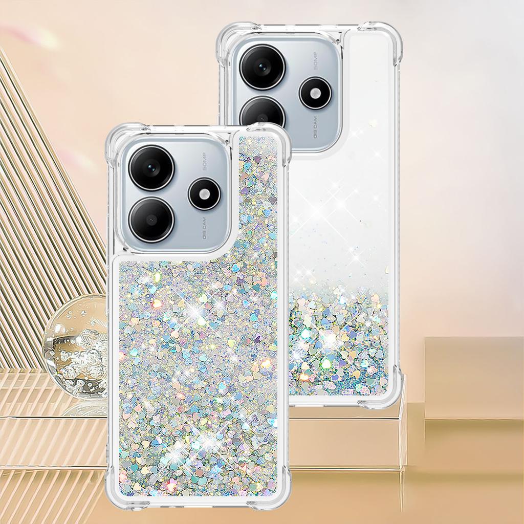 Bling třpytivý tekutý kryt s tekutým pískem pro Xiaomi Redmi Note 14 4G Note14 Poco M7 Pro 5G Proti pádu Ochranný Roztomilý Průhledný Kryt
