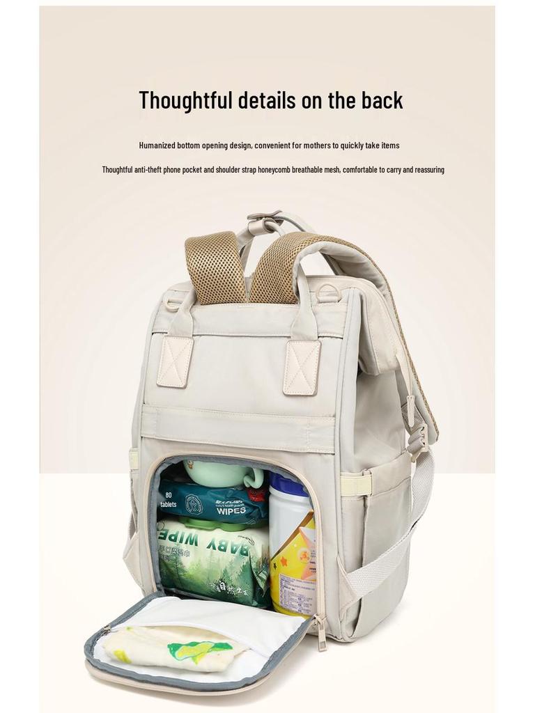 Customizable Lightweight Mummy & Baby Double Shoulder Handbag: Multifunctional, Large Capacity Backpack for Outings