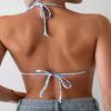 2025 European & American Floral Lace-Up Triangle Bikini Top