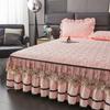 3PCS Padded Quilted Bed Skirt Set with Lace Embellishment, Includes 1 Bed Skirt and 2 Pillowcases, Easy Installation, Breathable , Ideal for Bedroom