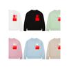 Solid Heart Letter Jacquard Knit Sweater – Korean Style Loose Fit Round Neck for Couples
