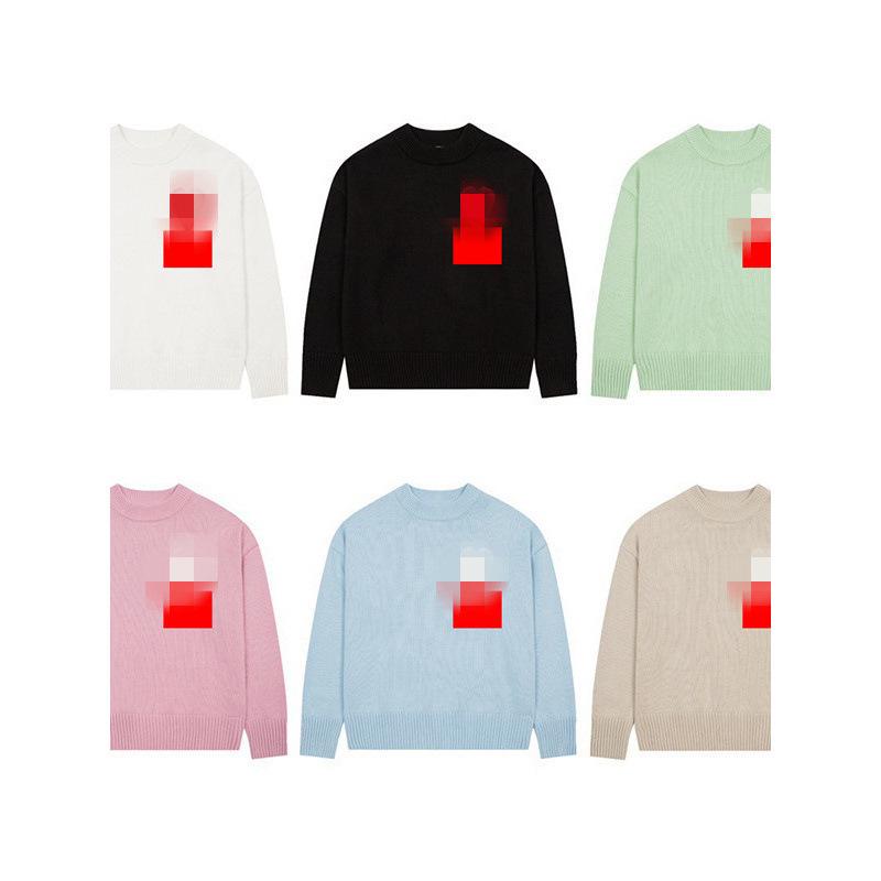 Solid Heart Letter Jacquard Knit Sweater – Korean Style Loose Fit Round Neck for Couples