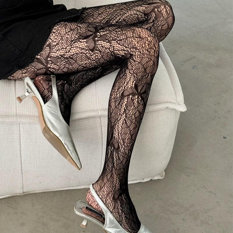 Сексуальные Элегантные Высокие Рыбацкие Чулки Винтажные Сетчатые Колготки с Жаккардовым Узором Бабочки Для Девочек Сексуальные Сетчатые Нейлоновые Длинные Чулки Женские One Size чёрный