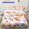 Hamtaro Muster Bettwäsche Bettdecke Set Heimdekoration Geschenk (1 Bettbezug + 2 Kissenbezüge (ohne Füllung))