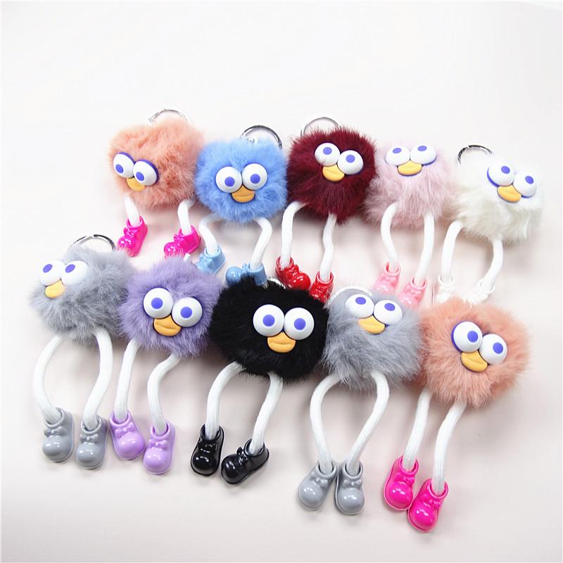 Fluffy Cat Head Keychain Pendant - Cute Cartoon Gift