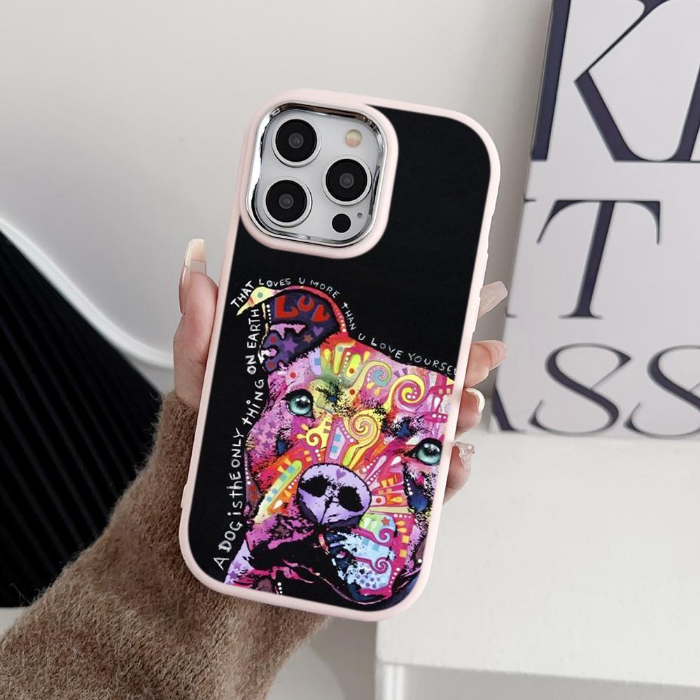 Ae76 Dog Color Doodle Design Art Phone Cases for Samsung A13 A32 A53 A04e A54 S23 S24 Ultra Infinix Hot 40i Huawei Metal Camera Protective Back Cover