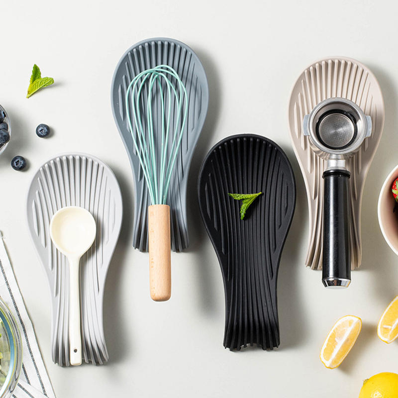 Silicone Kitchenware Tray, Kitchen Spatula, Soup Spoon, Silicone Spoon Holder, Household Thick Insulated Silicone Spoon Holder