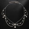 Full Rhinestone Head Chain Headpiece Pearls Tassel Crystal Meshes Headbands  Hair Accessories