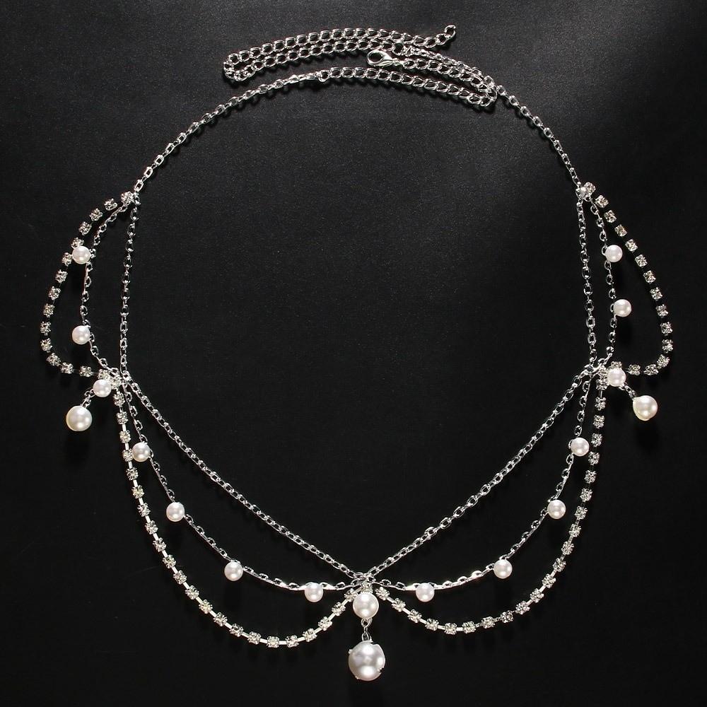 Full Rhinestone Head Chain Headpiece Pearls Tassel Crystal Meshes Headbands  Hair Accessories