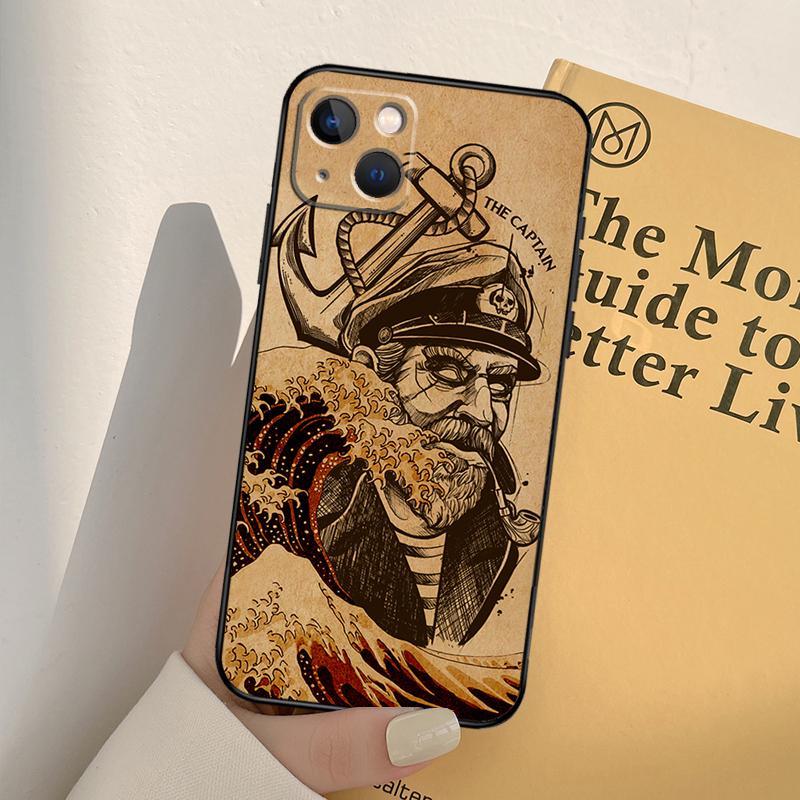 Sailor Retro Art Case For iPhone 16 15 14 Pro Max Plus 13 12 11 Pro Max Mini Phone Cover